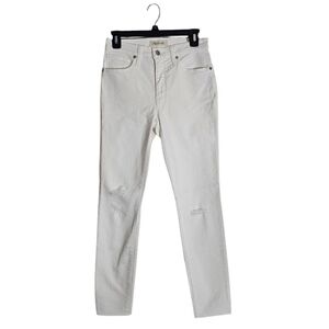 Madewell 9" High Rise Skinny Crop White Distressed Jeans 27 NWT